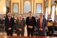 De izquierda a derecha, Enrique Quesada, vicerrector de Investigación y Desarrollo Territorial, José Manuel Pincgarrón, secretario general de Universidades, José Carlos Gómez Villamandos, rector de la UCO, y Antonio González, técnico de la Unidad de Bibliometría de la UCO