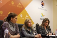De izquierda a derecha, Lola de Toro, Rosario Mrida y Julia Romero en la rueda de prensa para presentar las actividades con motivo del 8 de marzo.
