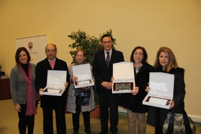 De izq a dcha, Maria del Carmen Liñán Juan Alfredo Guzmán, Joaquina Pozuelo, Jose Carlos Gómez,Blanca Núñez y Aurora Prieto