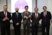 De izquierda a derecha, Francisco Ros, Enrique Quesada, Pablo Lpez, Alfonso Garca-Ferrer y Antonio Casado antes del inicio de la presentacin